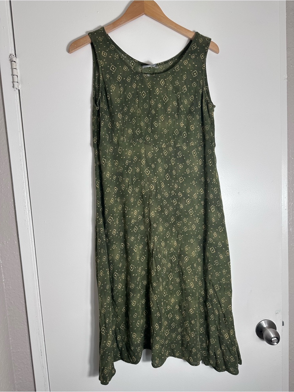 Vintage Olive Green Sleeveless A-Line Dress